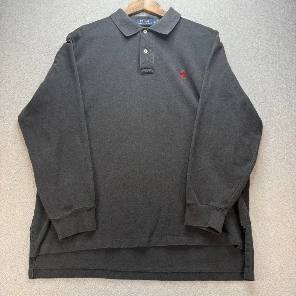 Polo Ralph Lauren Long Sleeve Polo Shirt Classic Fit XL Black Red Pony Logo